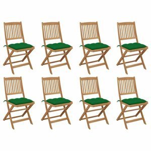 Skladacia záhradná stolička s poduškami 8 ks Dekorhome Zelená