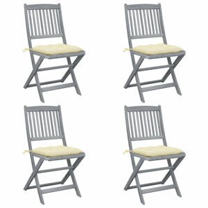 Skladacia záhradná stolička s poduškami 4 ks sivá Dekorhome Krémová