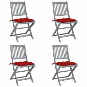 Skladacia záhradná stolička s poduškami 4 ks sivá Dekorhome Červená
