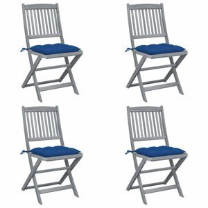 Skladacia záhradná stolička s poduškami 4 ks sivá Dekorhome Modrá