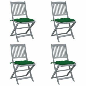 Skladacia záhradná stolička s poduškami 4 ks sivá Dekorhome Zelená