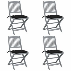 Skladacia záhradná stolička s poduškami 4 ks sivá Dekorhome Čierna