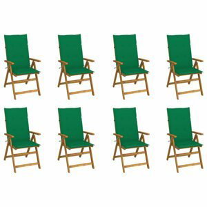 Skladacia záhradná stolička s poduškami 8 ks akácie / látka Dekorhome Tmavo zelená