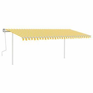 Ručne zaťahovacia markíza so stĺpikmi 450x350 cm Dekorhome Biela / žltá