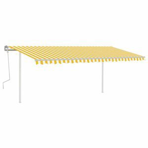 Ručne zaťahovacia markíza so stĺpikmi 500x300 cm Dekorhome Biela / žltá