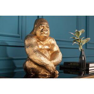 Dekoračná socha gorila ZHAM Dekorhome Zlatá