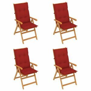 Skladacia záhradná stolička 4 ks s poduškami Dekorhome Červená