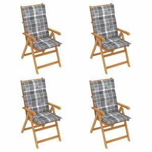 Skladacia záhradná stolička 4 ks s poduškami Dekorhome Sivá kocka