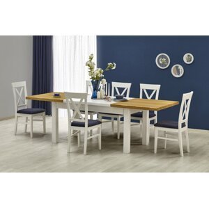 Jedálenský stôl rozkladací LEONARDO 160/250 biela / dub medový Halmar