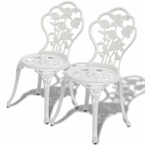 Záhradné bistro stoličky 2 ks liaty hliník Biela