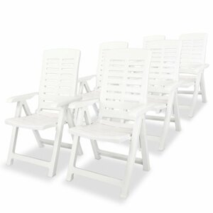 Polohovateľné záhradné stoličky 6 ks plast Biela