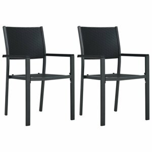 Záhradné stoličky 2 ks plast / oceľ Dekorhome Čierna