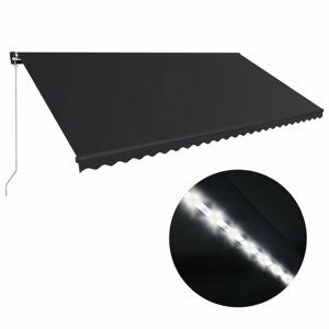 Ručne zaťahovacia markíza s LED svetlom 600x300 cm Dekorhome Antracit