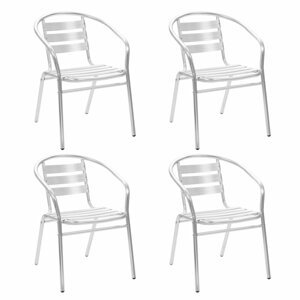Stohovateľné záhradné stoličky 4 ks strieborná Dekorhome