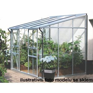 Skleník k stene VITAVIA IDA 5200 polykarbonát strieborný Dekorhome Polykarbonát 4 mm