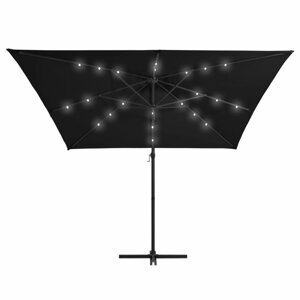 Konzolový slnečník s LED svetlami 250x250 cm Dekorhome Čierna