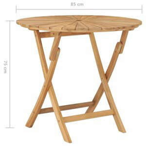 Skladací záhradný stôl teakové drevo Dekorhome ø 85 cm