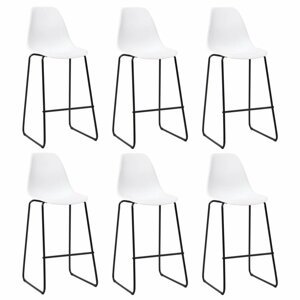Barové stoličky 6ks plast / kov Dekorhome Biela