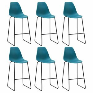 Barové stoličky 6ks plast / kov Dekorhome Tyrkysová