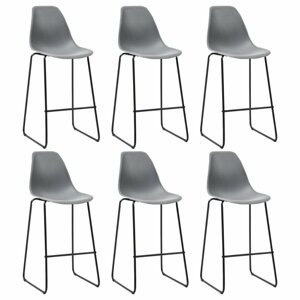 Barové stoličky 6ks plast / kov Dekorhome Sivá