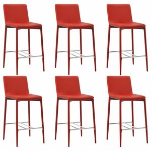 Barové stoličky 6ks umelá koža / kov Dekorhome Červená