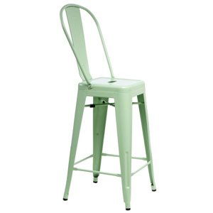 Barová stolička Paris Back zelená inšpirovaná Tolix