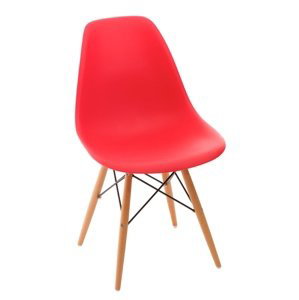 Stoličky P016V PP červená, drevené nohy