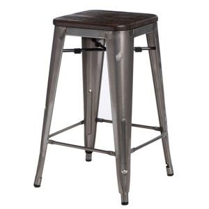 Barová stolička Paris Wood 65cm kovová sosna kartáčovaná