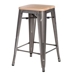 Barová stolička Paris Wood 65cm kovová sosna prírodné