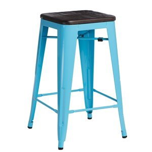 Barová stolička Paris Wood 65cm modrá sosna kartáčovaná