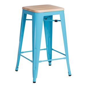 Barová stolička Paris Wood 65cm modrá sosna prírodné