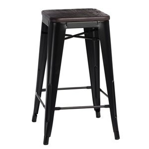 Barová stolička Paris Wood 65cm čierna sosna kartáčovaná