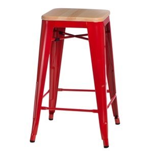 Barová stolička Paris Wood 65cm červená sosna prírodné