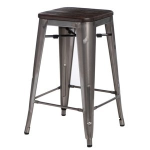 Barová stolička Paris Wood 75cm kovová sosna kartáčovaná
