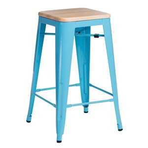 Barová stolička Paris Wood 75cm modrá sosna prírodné