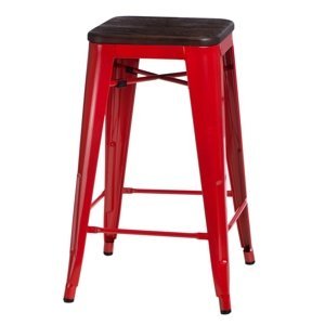 Barová stolička Paris Wood 75cm červená sosna kartáčovaná