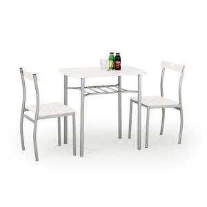 LANCE Sada: stôl + 2 stoličky, biela