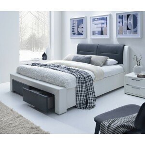 CASSANDRA Z 140 cm posteľ čalúnené so zásuvkami čierno-biela