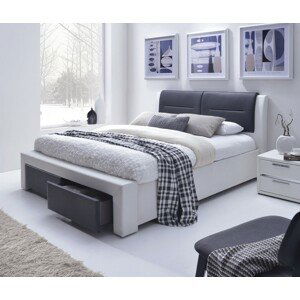 CASSANDRA Z 160 cm posteľ čalúnené so zásuvkami čierno-biela
