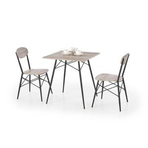 Kabir štvorcový sada stôl + 2 stoličky dub san remo / čierna