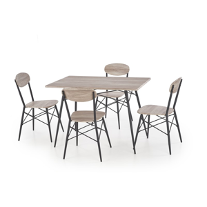 Halmar Kabir obdĺžnikový sada stôl + 4 stoličky dub san remo / čierna