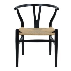 Stolička VIDE čierna - drevo bukové, prírodné vlákno