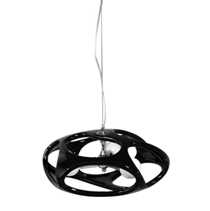 Luster - Lampa závesná NETO 3 čierna - syntetická umelá látka, kov