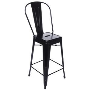Barová stolička TOWER BACK 66cm čierna kov