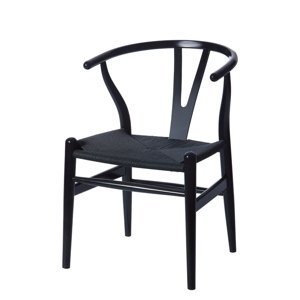 Stolička Wishbone čierna - bukové drevo, čierne vlákno