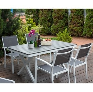 Hliníkový obdĺžnikový stôl 150x90 Toulouse: bielo šedý hliník