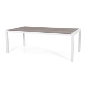 Hliníkový obdĺžnikový stôl 210x104 Bellac: biely tmavošedý hliník