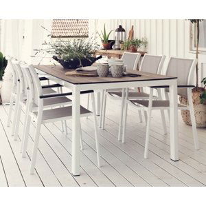 Hliníkový stôl s doskou HPL 209x95 Rodez: biely hliník, šedý HPL