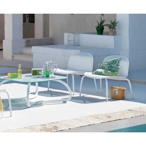Sklenený stolík k bazénu Loto Relax: biely