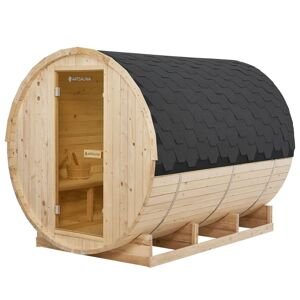 Juskys Vonkajšia sudová sauna Spitzbergen XL dĺžka 220 cm priemer 190 cm (8 kW)